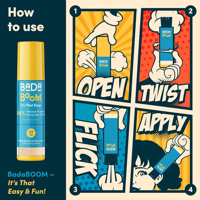 Bada Boom Mineral Sunscreen Powder - SPF 50 Brush-On Formula for Kids & Sensitive Skin