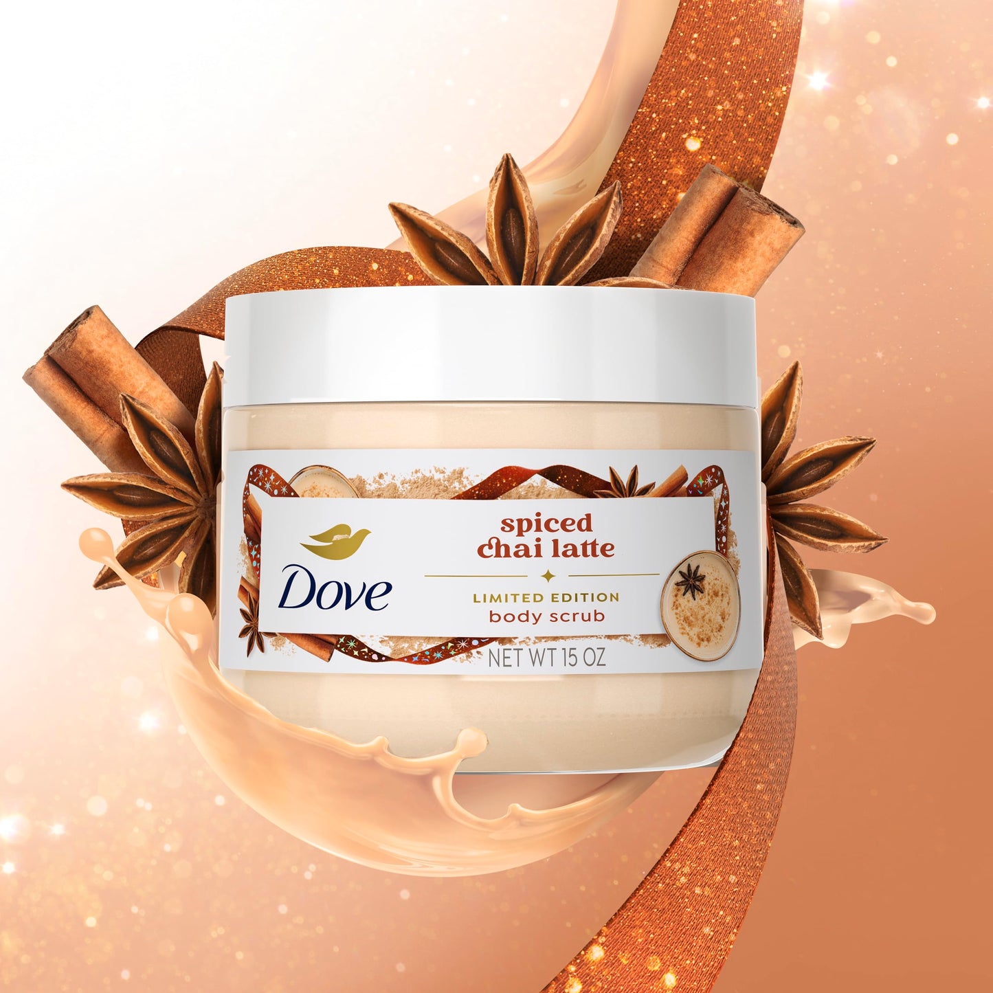 Dove Limited Edition Holiday Treats Body Scrub Spicy Chia Latte for Deep Nourishment 15 oz