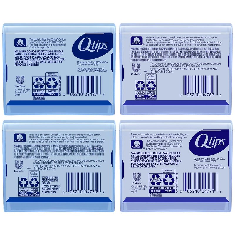 Q-tips Cotton Swabs Purse Pack Bundle (Hygiene Shield, Organic, Precision Tips & Original), Household Essentials, Beauty & Personal Care, 30 Count Each