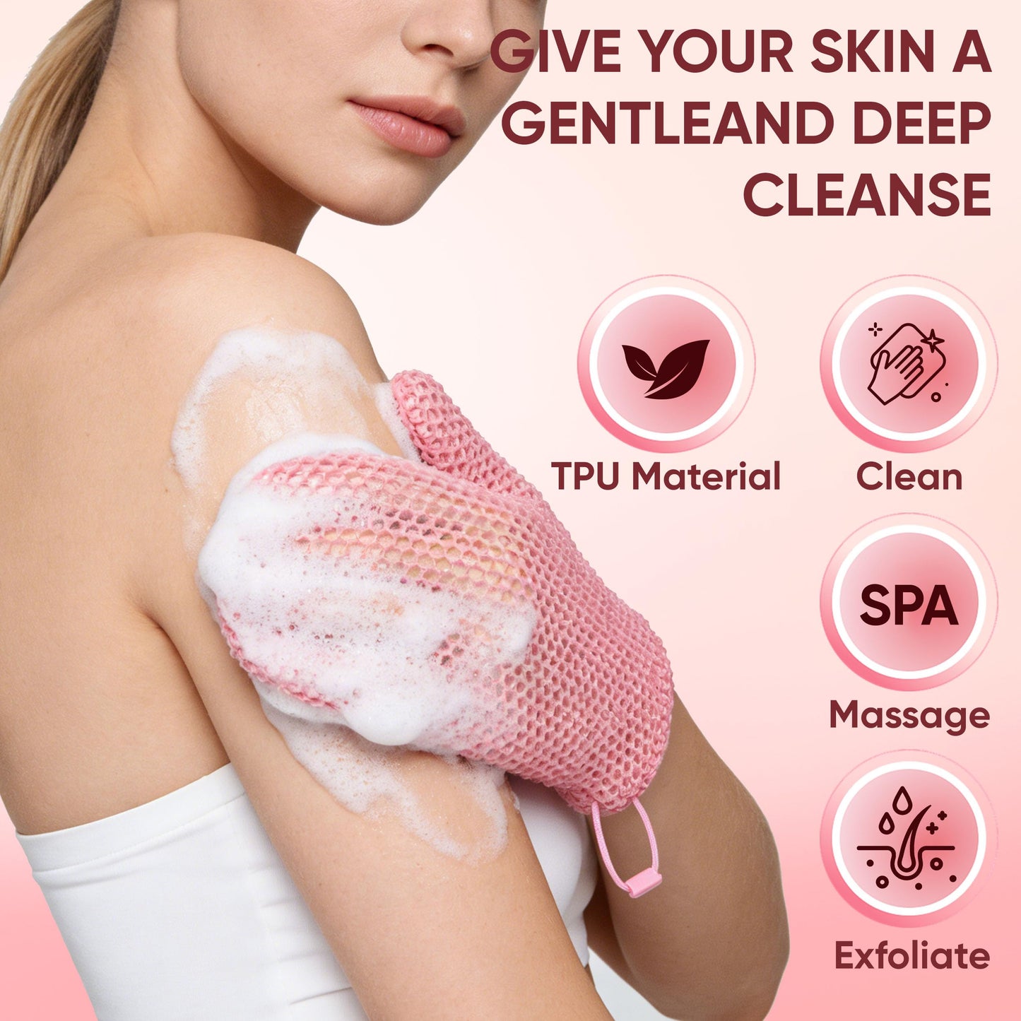 Veinvify 2 Pcs Honeycomb Exfoliating Mitten Set Bath Mitt Honeycomb Face and Body Scrubber Shower Glove for Cleaning Body Shower Face Skin Beauty Spa Quick Drying Pink