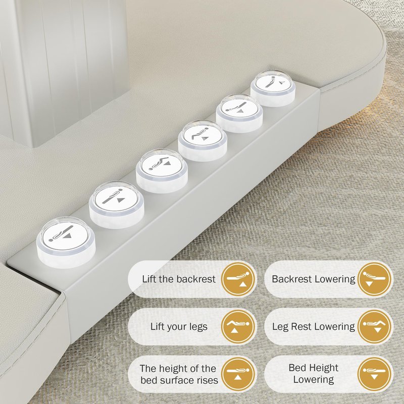 Professional Electric Spa Table/Chair with LED Light, 3 Motor Height Adjustment, Backrest, Leg Support Angle Adjustable for Massage, Facial, Medical, Tattoo, Waxing, Beauty Salon and More - White