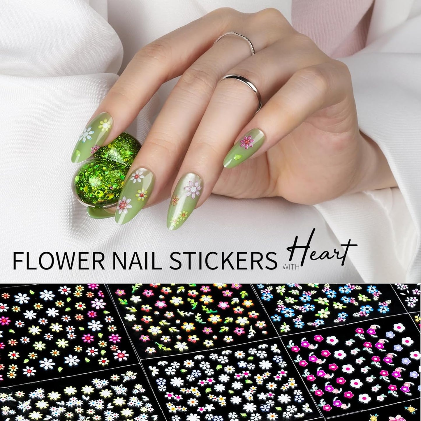 Teenitor Nail Stickers - 50 Sheets of Gold Floral Nail Art Decals for Creative Designs | Perfect for Women, Girls, and Kids