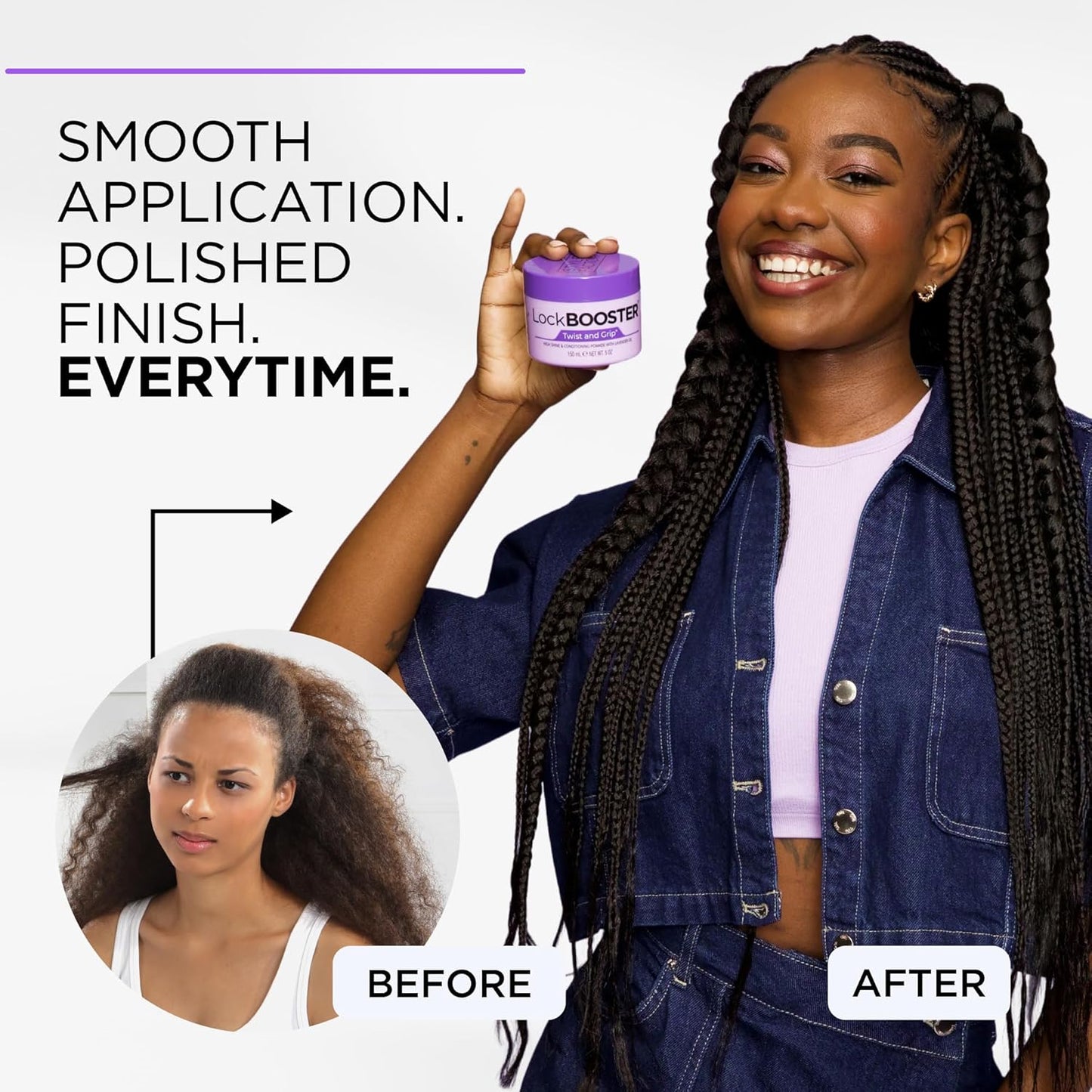 Style Factor Lock BOOSTER Braid Gel - Strong Hold, Flake-Free & Frizz-Free with Coconut Oil (5 Oz.)