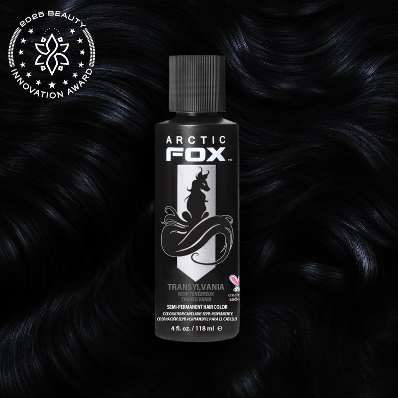 Arctic Fox Semi-Permanent Hair Dye, Vegan & Cruelty-Free, Conditioning, Ammonia-Free, Peroxide-Free, Jet Black Color, Transylvania, 4 Fl Oz (Pack of 2)