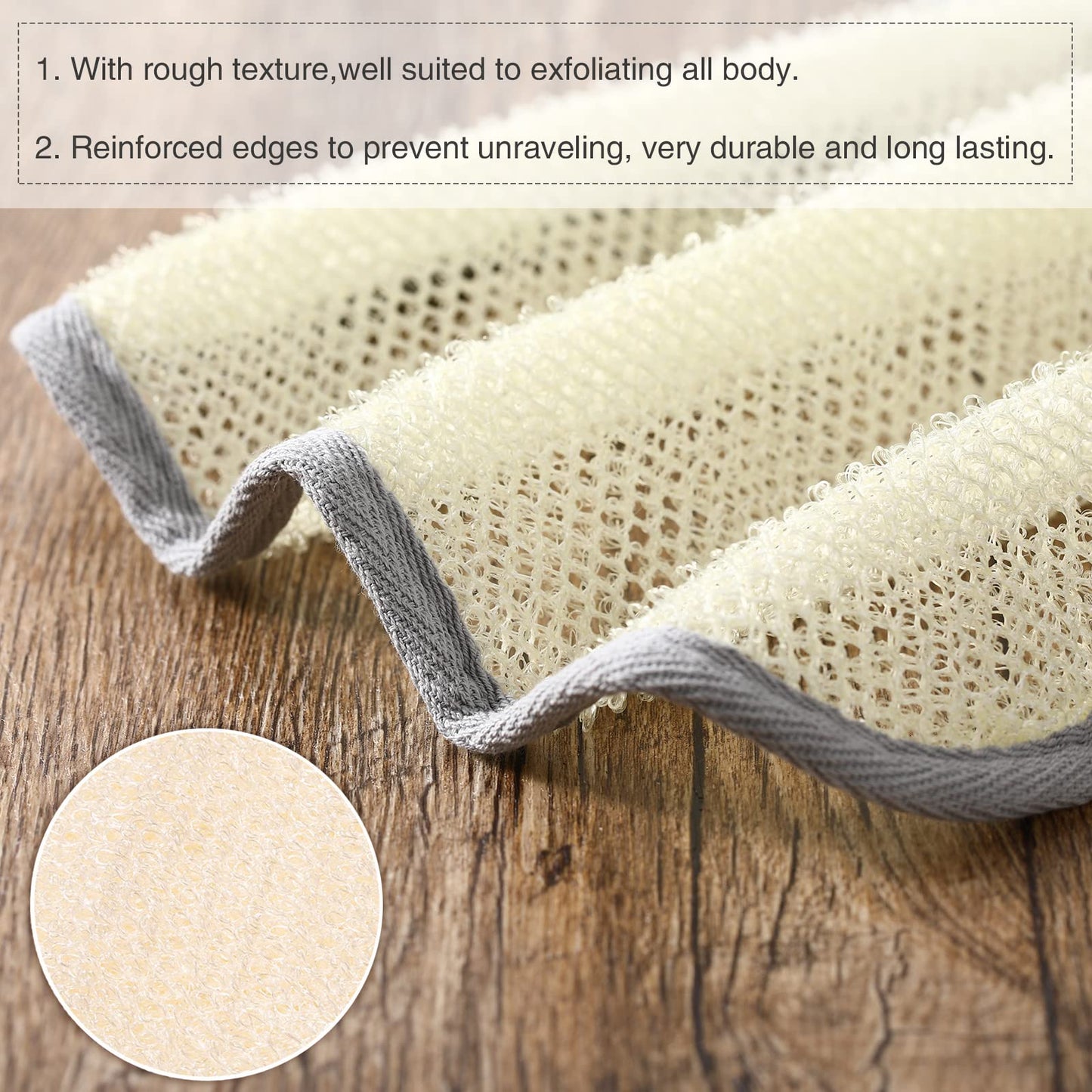 Tatuo 10 Packs Exfoliating Wash Cloths for Body and Face Facial Bath Scrub Soft Weave Loofah Towel Exfoliate Bath Towel Remove Dead Skin Wash Cloth for Women Man (Gray Edge)
