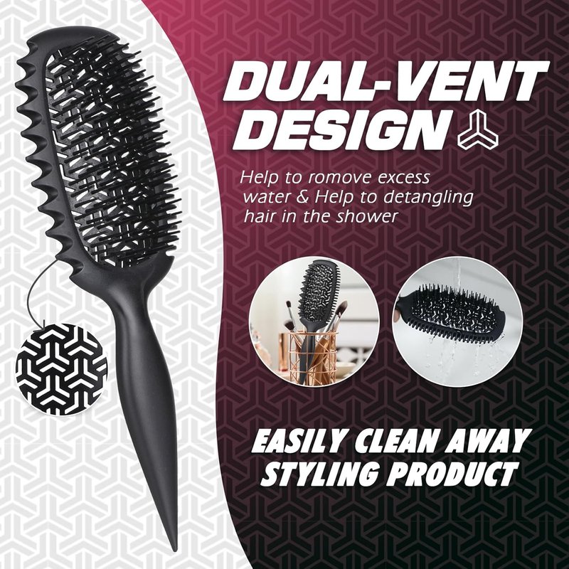 Curl Defining Vented Hair Brush - Effortless Detangling & Shaping | For All Hair Types, Reduces Frizz