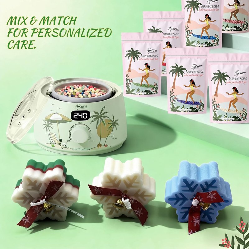 Digital Wax Warmer Kit - 10-Min Quick Heat Hair Removal System with Precision Temp Control | Includes 30 Wax Sticks, Light Green