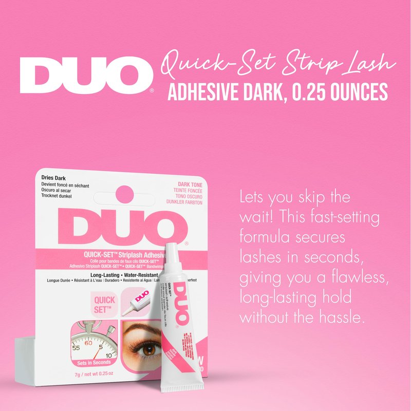 Duo Quick-Set Strip Lash Adhesive - Dark Tone, Long Lasting Lash Glue, Waterproof, Strong Hold for Strip Lashes & Eyelash Clusters, 0.25 oz
