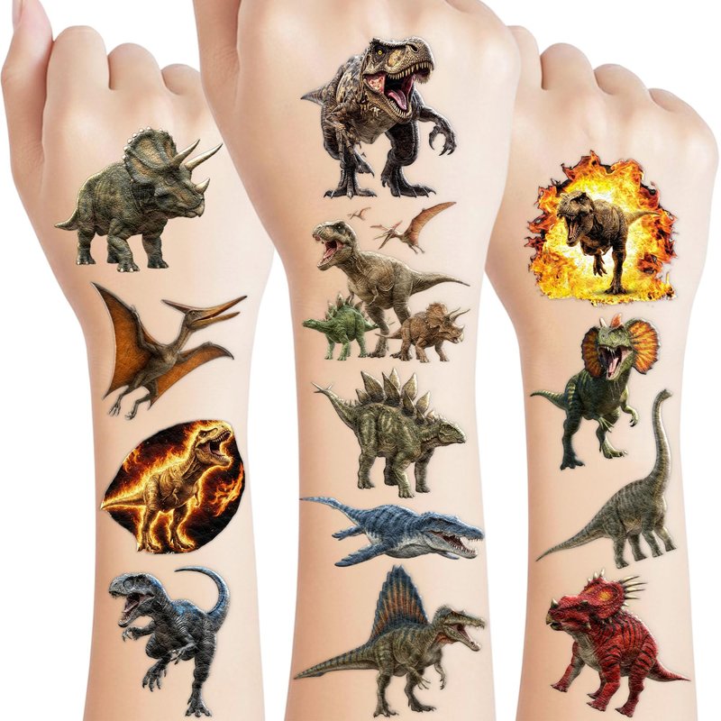 96PCS Dinosaur Temporary Tattoos Stickers - Dinosaur Themed Birthday Party Favors Birthday Party Decorations Supplies Accessories Gift Idea For Kids Teen Boys Girls Classroom Prizes Rewards
