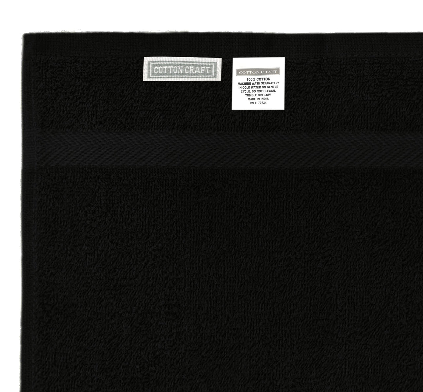 COTTON CRAFT Simplicity Hand Towels -14 Pack - 16x28-100% Cotton Face Towels - Lightweight Absorbent Soft Easy Care Quick Dry Everyday Luxury Hotel Spa Gym Shower Beach Pool Camp Travel Dorm - Black