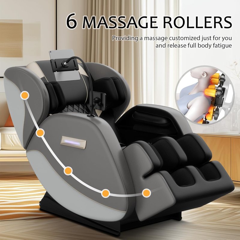 Skiennix 2026 Massage Chair - Full Body 4D Zero Gravity with Heat Therapy & Shiatsu Foot Rollers | Gray