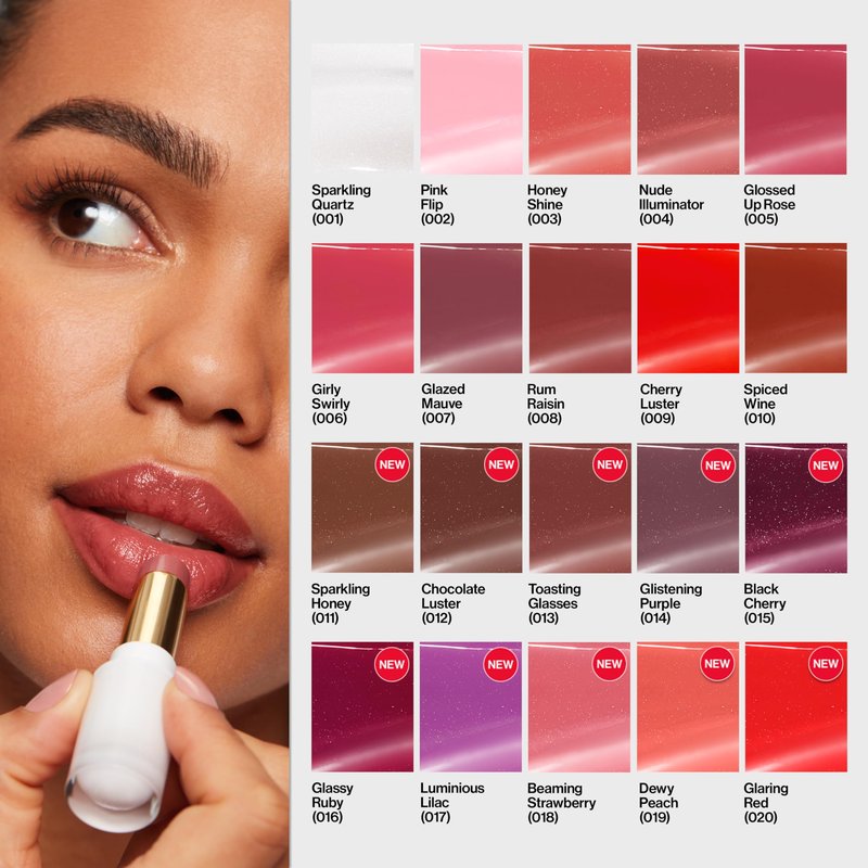 REVLON Super Lustrous Glass Shine Balm, Sheer Glossy Tinted Lip Balm, Hydrating Formula with Hyaluronic Acid, Aloe & Rose Quartz, 004 Nude Illuminator, 0.11 oz