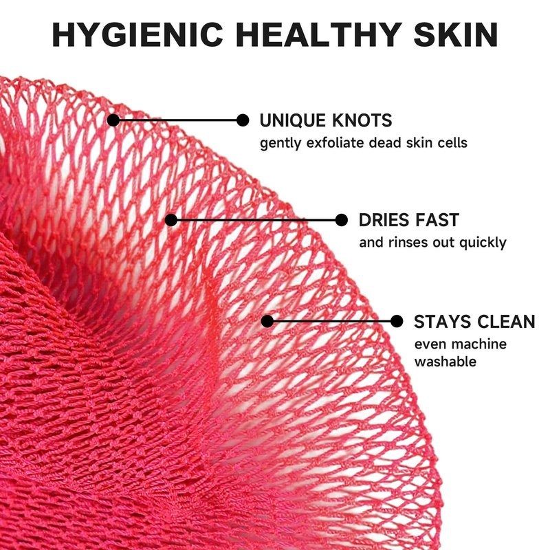 African Net Sponge Authentic,35 inches African Exfoliating Net Sponge,African Wash Cloth for Women and Men,Deep Cleansing,Soft Skin, Suitable for Daily Shower/Bath, Durable & Reusable - Pink