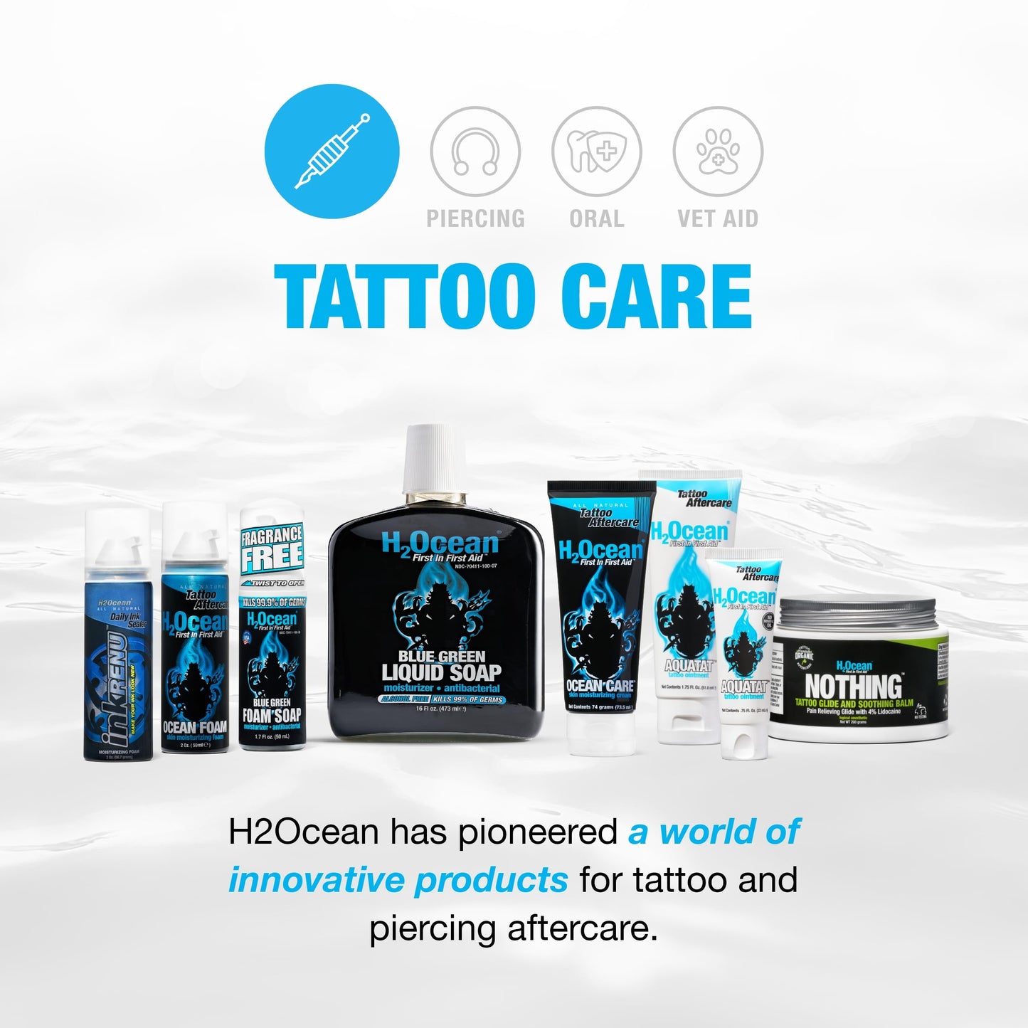 H2Ocean Extreme Tattoo Aftercare Kit – Complete 3-Step Tattoo Care & Healing Set with Antibacterial Foam Soap, Moisturizing Cream & Ointment – Sea Mineral Enriched Formula for Healthy, Vibrant Tattoos