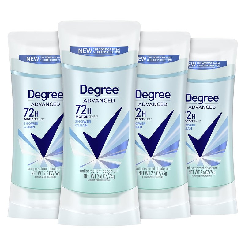 Degree Advanced Antiperspirant Deodorant - 72-Hour Sweat & Odor Protection | Shower Clean & Sheer Powder, 4 Count