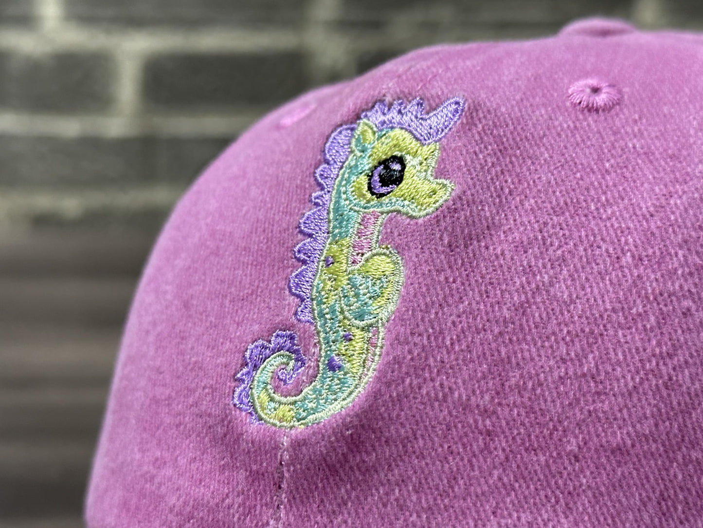 Horpe Kid Seahorse Baseball Cap, Sea Creature Gifts for Girls, Ocean Animal Washed Pink Hat for Child, Present for Summer Beach Aquarium Visits