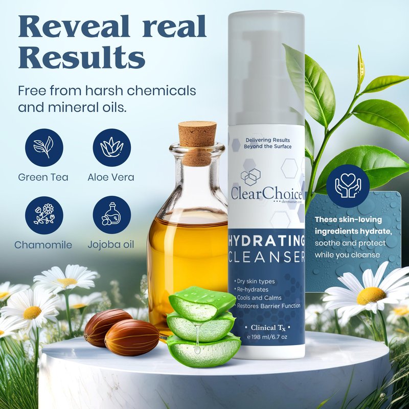 Clear Choice Hydrating Cleanser – Gentle Cream Cleanser with Hyaluronic Acid, Aloe & Vitamin E | Moisture-Rich Face Wash for Dry & Sensitive Skin | Vegan & Sulfate-Free | 6.7 oz