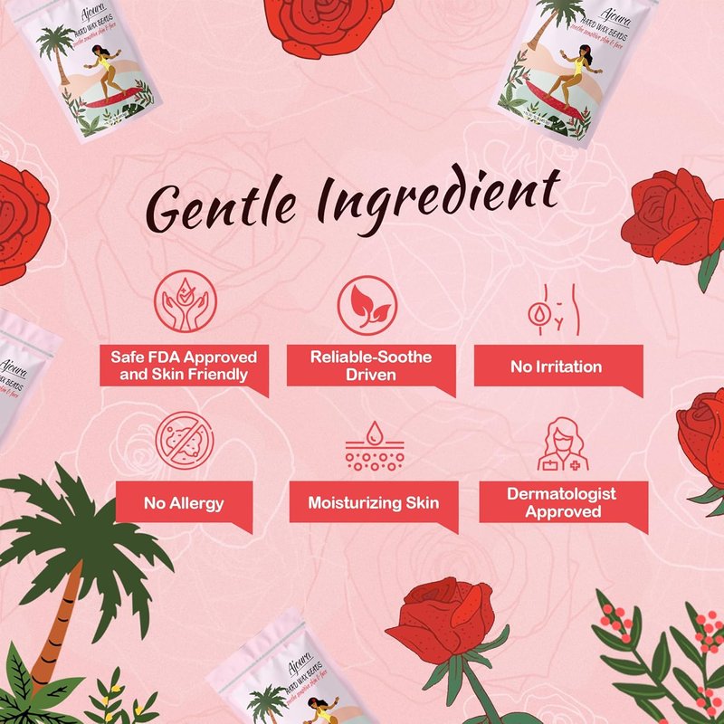 Ajoura Hard Rose Wax Beans - 1lb for Full Body Hair Removal | Bikini, Face, Eyebrow, Legs, Armpit (Pink)
