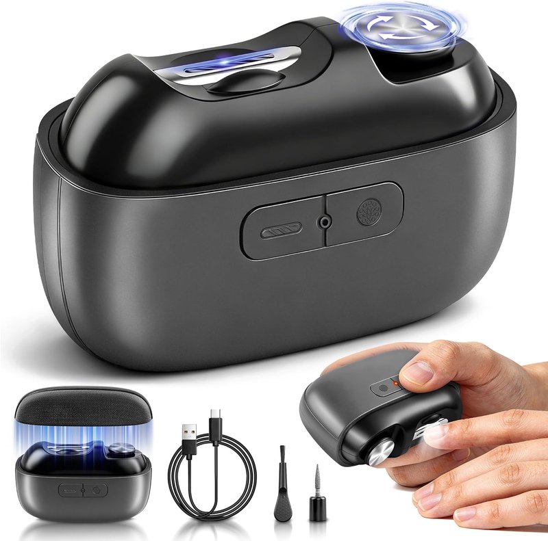 Skiennix Electric Nail Clipper - Rechargeable Trimmer with Light & Storage for Seniors | Black