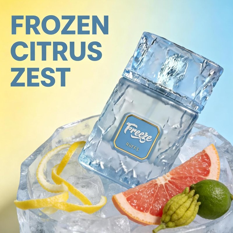 A CENTER Freeze Men's Cologne - 100ml Fresh Icy Woody Eau de Parfum with Bergamot & Spearmint
