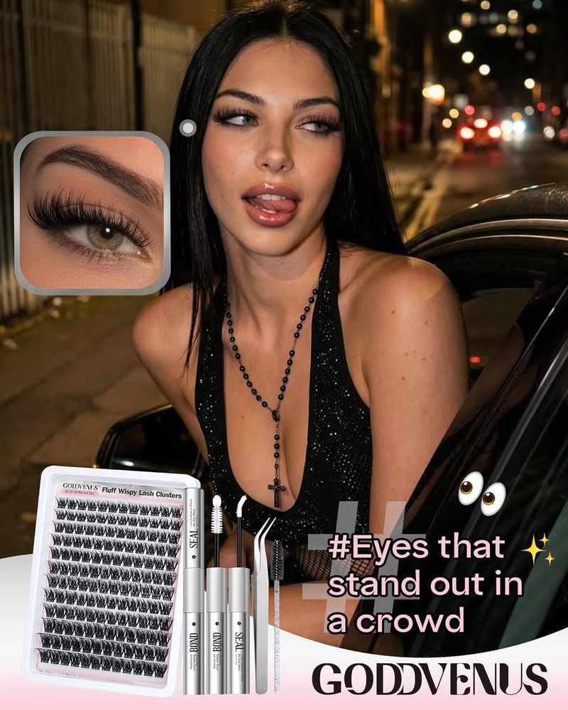 D Curl Fluffy Lash Clusters Kit | 144 PCS Thick Wispy Eyelashes, 10-18mm Natural Look, Waterproof DIY Extensions
