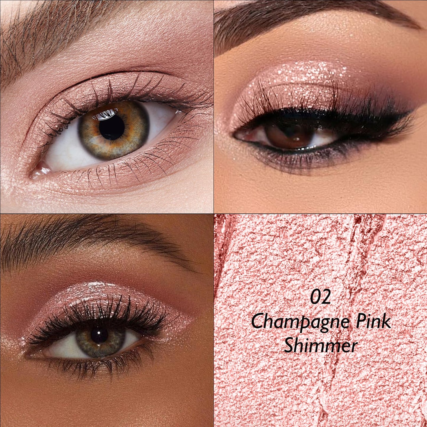 Wugbc Dual-Ended Champagne Pink Eyeshadow Stick - Long-Lasting Cream Shimmer Eye Shadow Stick Crease-Proof Metallic Eyeshadow Pencil, Easily Blendable Multi-Use Eye Highlighter Makeup 02