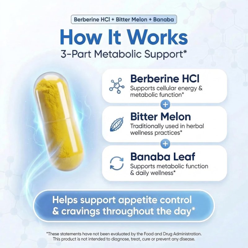 Biotech Labs Berberine 1000 mg with Bitter Melon and Banaba Leaf – Herbal Supplement, 60 Capsules
