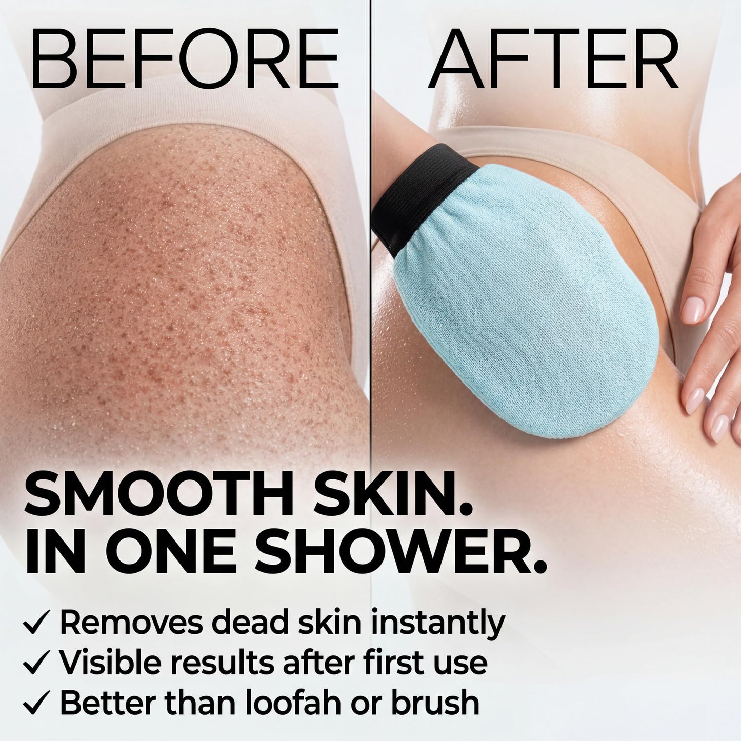 Korean Exfoliating Glove for Shower – Deep Body Scrubber & Face Exfoliator – Shower Gloves – Tan Remover Washcloth, Smooth Skin & Body Exfoliating Mitt – Loofah Wash Cloth Alternative (Pack of 1)