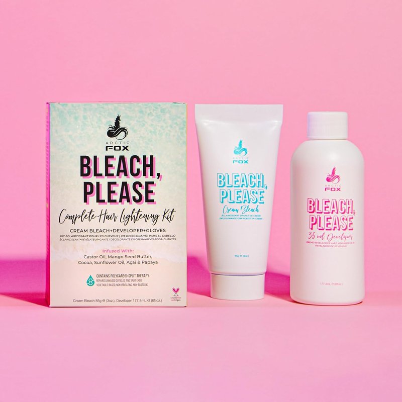ARCTIC FOX Hair Lightening Kit - Vegan Cream Bleach with 35 Volume Developer & Gloves | Infused with Acai & Cocoa