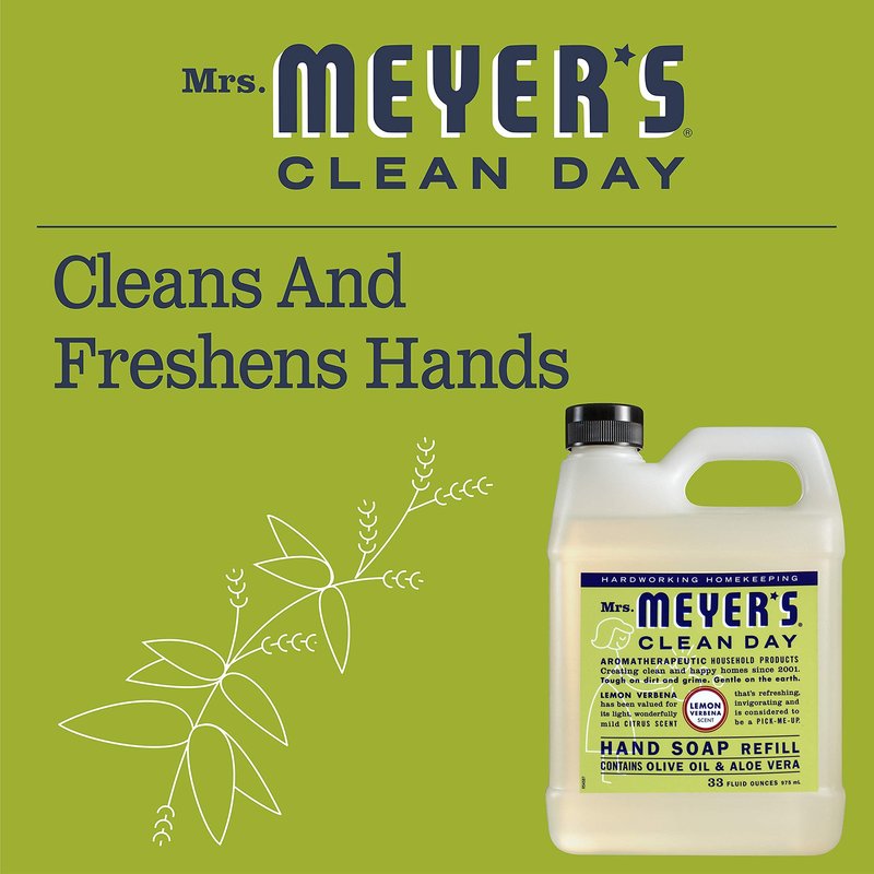 Hydrating Hand Soap Refill in Refreshing Lemon Verbena Scent for any Soap Dispenser for Bathroom & Kitchen Liquid Soap w/ Essential Oils for Hand Wash Products, 33 Fl OZ Per Bottle, 5 Bottles