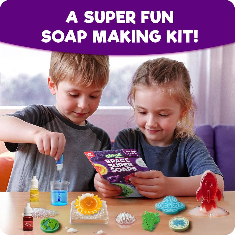 Doctor Jupiter Glow in The Dark Space Soap Making Kit for Kids Ages 4+ | Birthday Gift Ideas for Boys & Girls 4 5 6 7 8 12 Year Old, Space Craft Toys