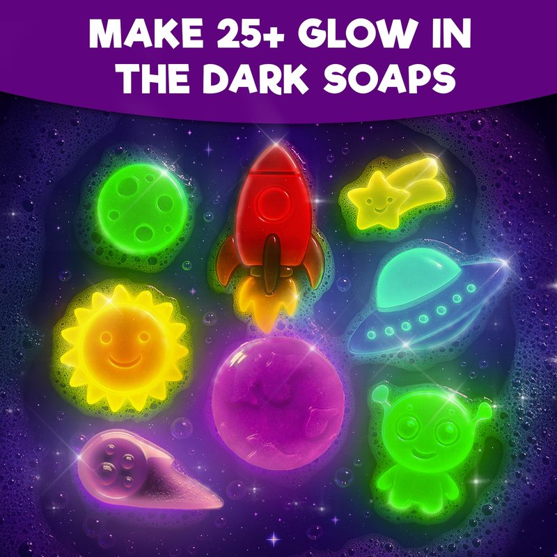 Doctor Jupiter Glow in The Dark Space Soap Making Kit for Kids Ages 4+ | Birthday Gift Ideas for Boys & Girls 4 5 6 7 8 12 Year Old, Space Craft Toys