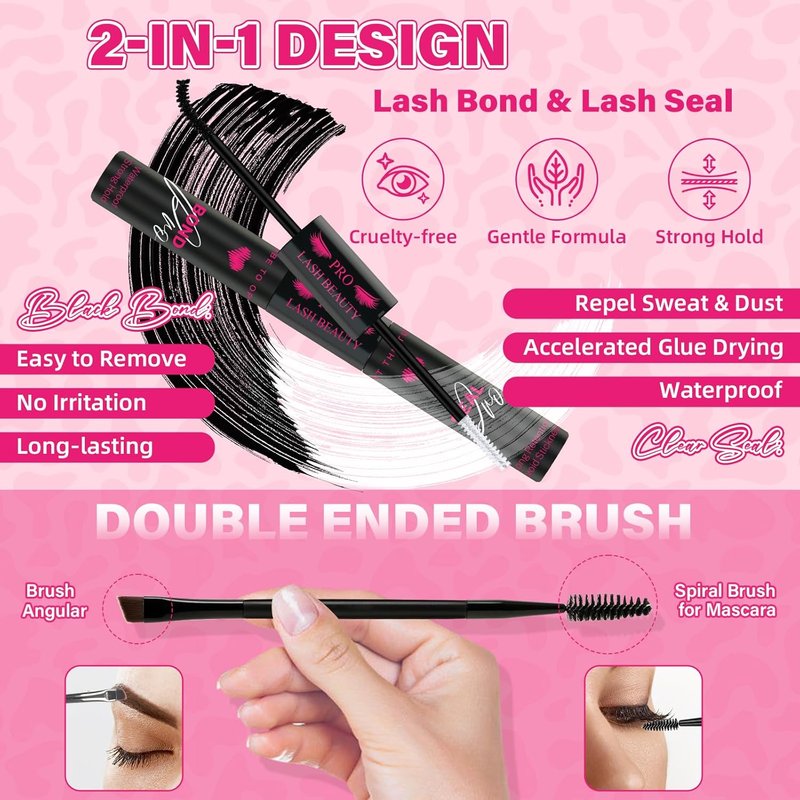 Lash Clusters Kit - 3D Volume Eyelash Extensions with Bond & Seal | 144 Pcs, Sunrise 8-18 Mix
