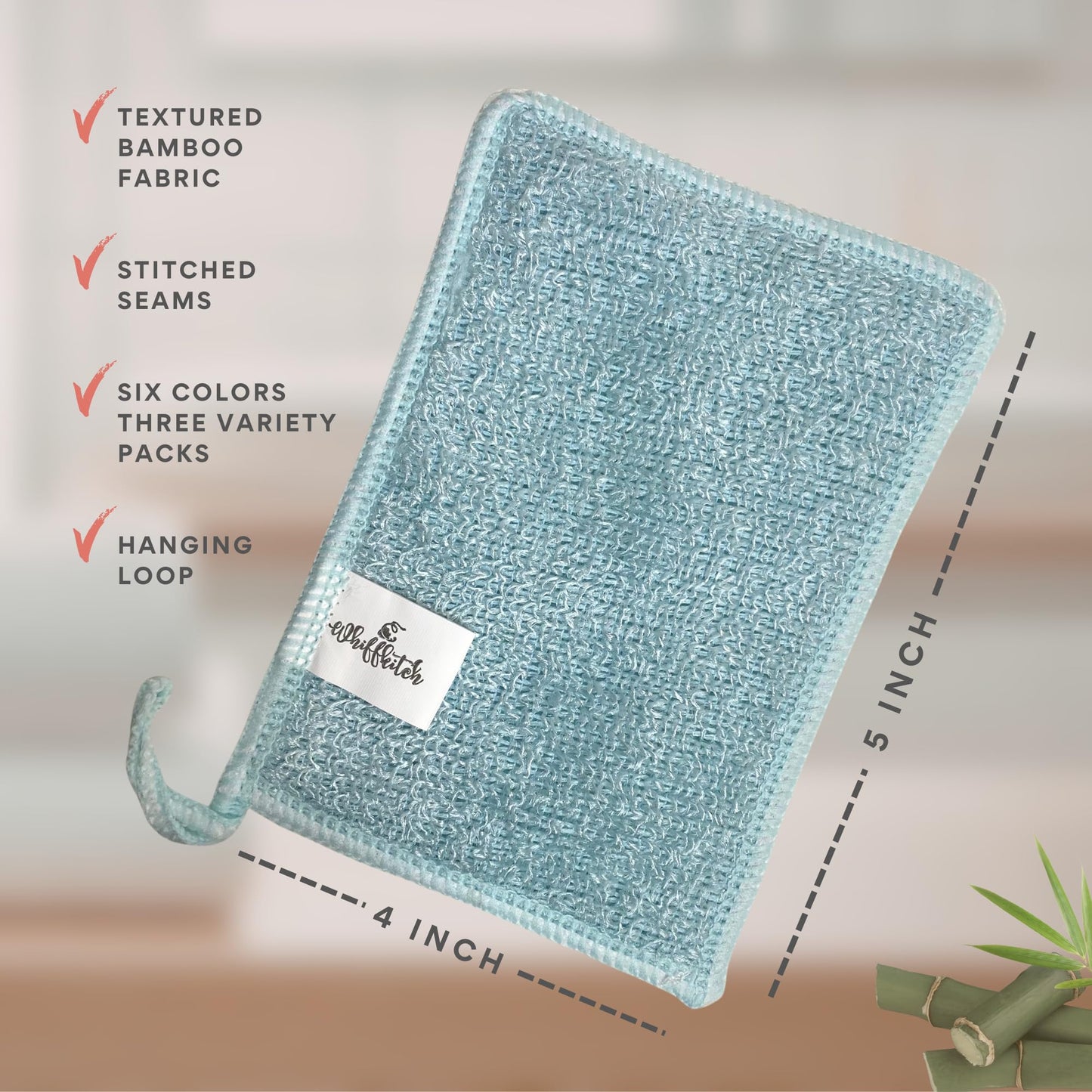 Whiffkitch Soap Pouch 5-Pack – Versatile Mesh Scrubber Wash Bag for Shower & Bath, Bamboo Fiber Bar Soap Holder & Travel Bag, Durable Scrubber Pouch for Rich Lather, Solid - 4x5 inches