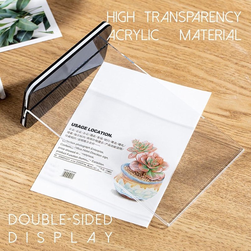 Acrylic Sign Holder - 12x8 Two-Sided Display Stand | 4 Pack Clear Menu Holder for Cafes & Events