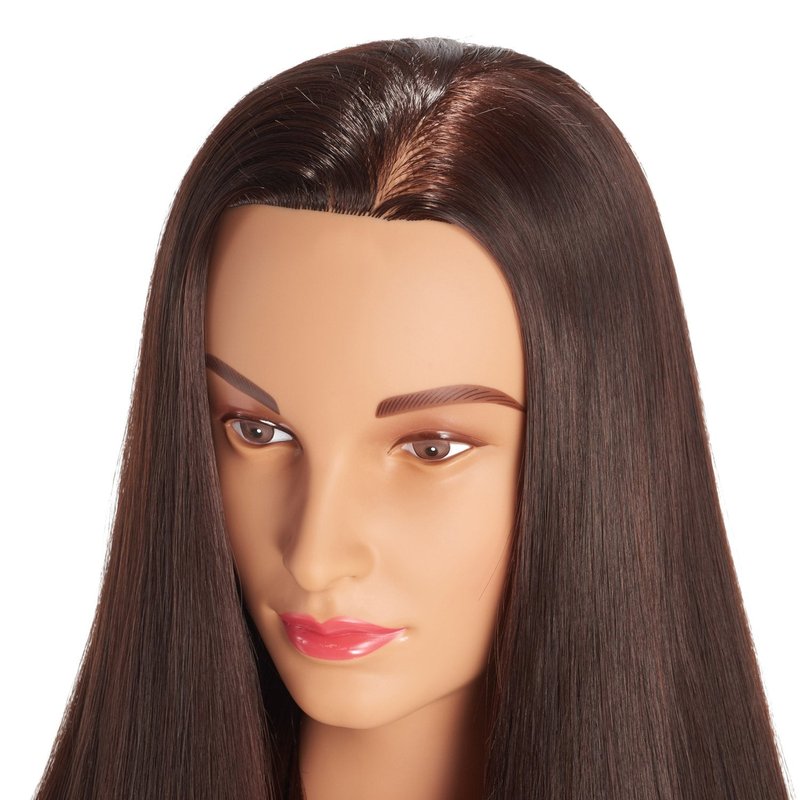 Hairingrid 26"-28" Mannequin Head for Hair Styling Training - Manikin Cosmetology Doll With Synthetic Fiber Hair and Free Clamp Holder (Brown)