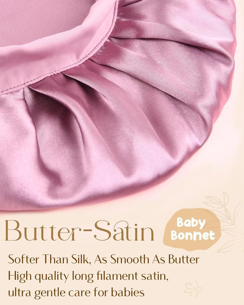 Baby Bonnet Set - Silk Satin Bonnets for Kids | Soft Sleeping Caps for Curly Natural Hair, 2 PCS