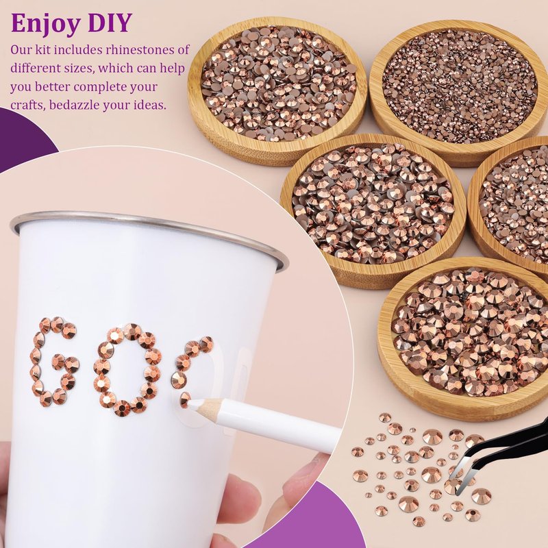 Resin Jelly Rhinestones for Crafting with B7000 Jewelry Glue, 1 Box Champagne Flatback Crystal with 3Pcs 10ml Glue, Bedazzling Non Hotfix Gems for DIY Tumblers Clothing Shoes Manicure