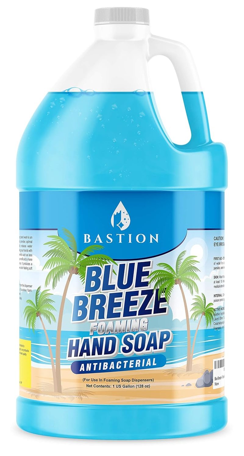 Bastion Blue Breeze Antibacterial Foaming Hand Soap - 1 Gallon Bulk Refill | Rich Lather & Moisturizing Formula