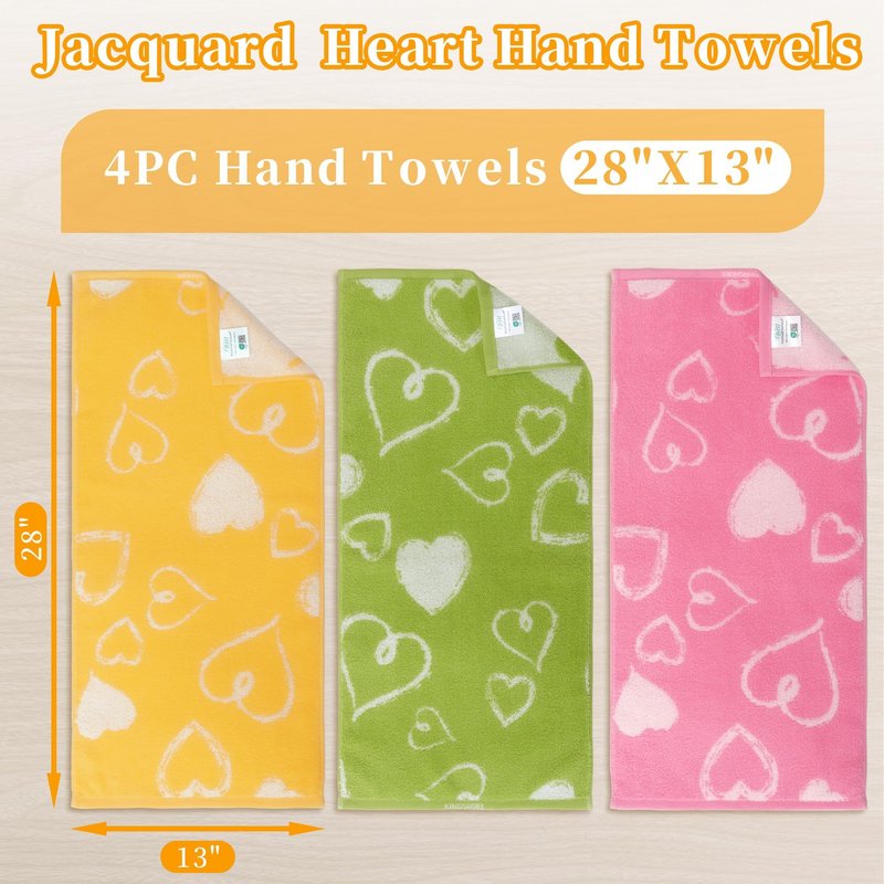 VOOVA & MOVAS 4 Pcs Hand Towels (13"x28") - 100% Cotton, Ultra-Absorbent & Quick-Dry Hand Towels | Soft, Lightweight Bathroom Decorative Towels for Spa, Kitchen, Home | Machine Washable,Yellow