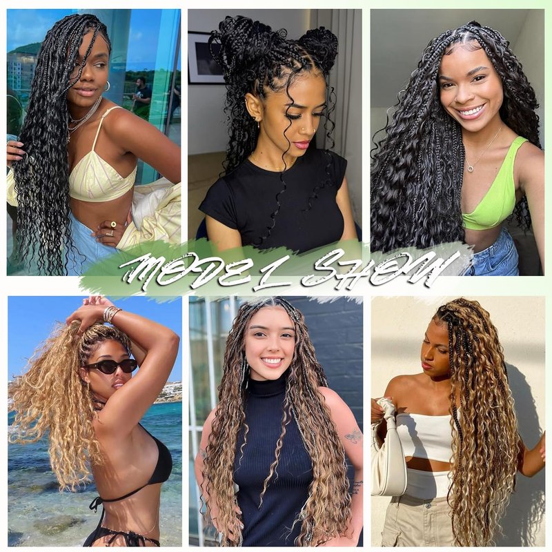 HUA Boho Braiding Hair - 20 Inch Deep Wave Bulk Human Hair Mix | 130g Natural Black for Knotless Braids