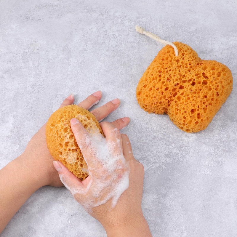 DOPENSPI 2 Pcs Sea Sponges for Shower, Honeycomb Bath Sponge Large Soft Shower Sponges Exfoliating Body Sponge Puff Dense Foam Sea Sponge with Hanging Rope for Women Men