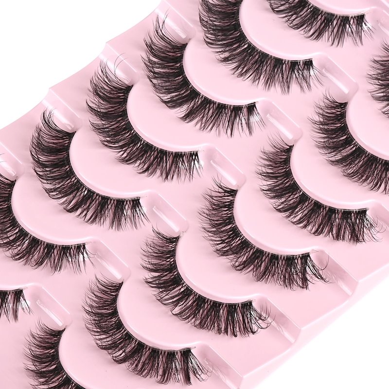 FARRED Cat Eye Lashes Natural Eyelashes Short Wispy Lash Strips Volume Cateye False Eyelash Medium Length Fake Lashes Natural Looking Hybrid Clusters Full Demi Wispies Strip Pestañas (A1 | 8-14MM)