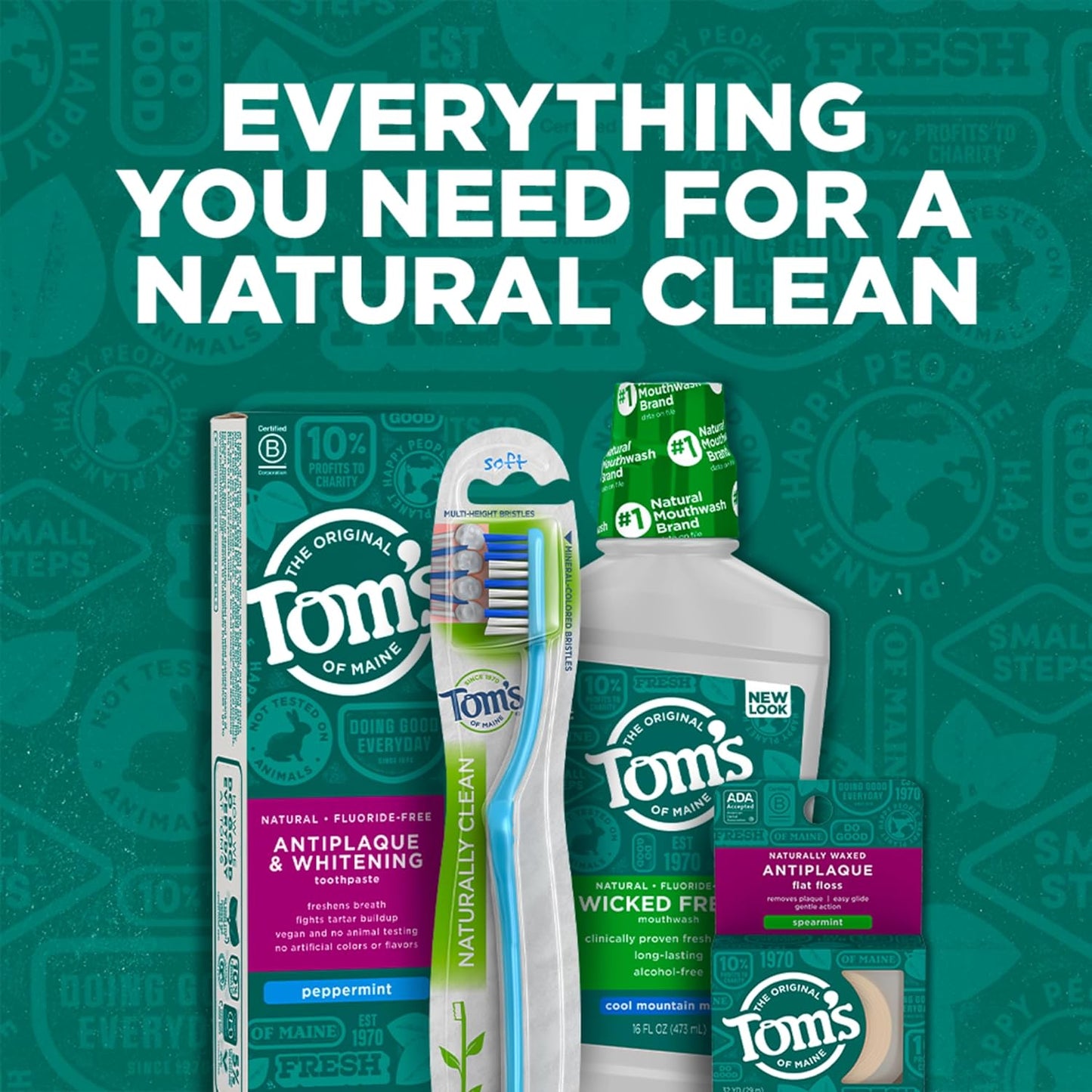Tom's of Maine Natural Mouthwash - Refreshing Mint Flavor, Alcohol-Free, 16 Fl Oz (Pack of 3)