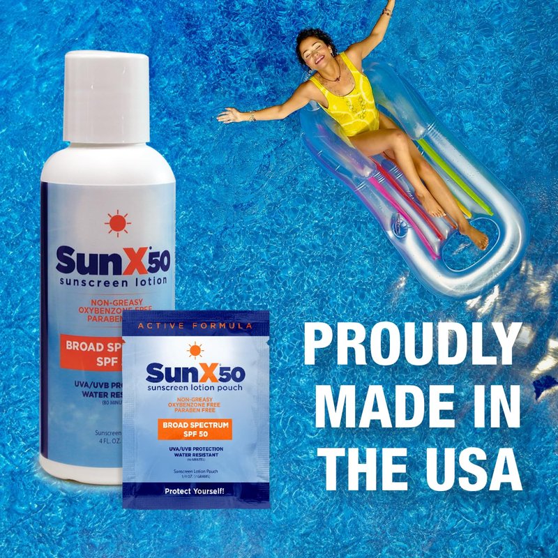 CoreTex Sun X 50 SPF Sunscreen Packets - Bulk Pack of 100 | Paraben-Free, Water-Resistant, No White Cast