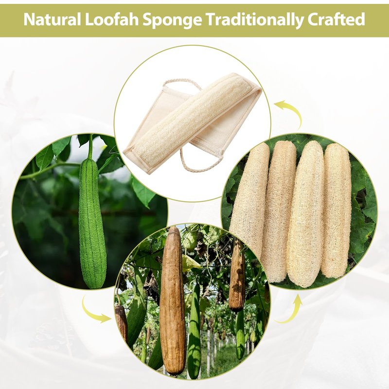 houlishu 1 Pc Natural Loofah Back Scrubber - Double Handles Exfoliating Bath Sponge, Bath Sponge, Body Scrub, to Clean Your Body Deeply, Shower Loofah Scrubber for Men and Women