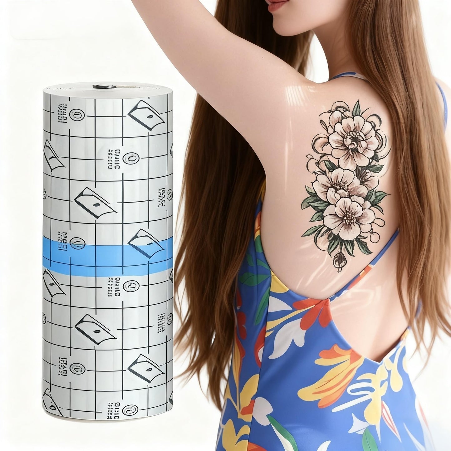 Upgraded Version Waterproof Bandage Transparent Film, Tattoo Aftercare Bandage Roll, Supplies for Convenient, Faster Tattoo Healing and Protection, Waterproof,Flexible 6 in x 8 yd