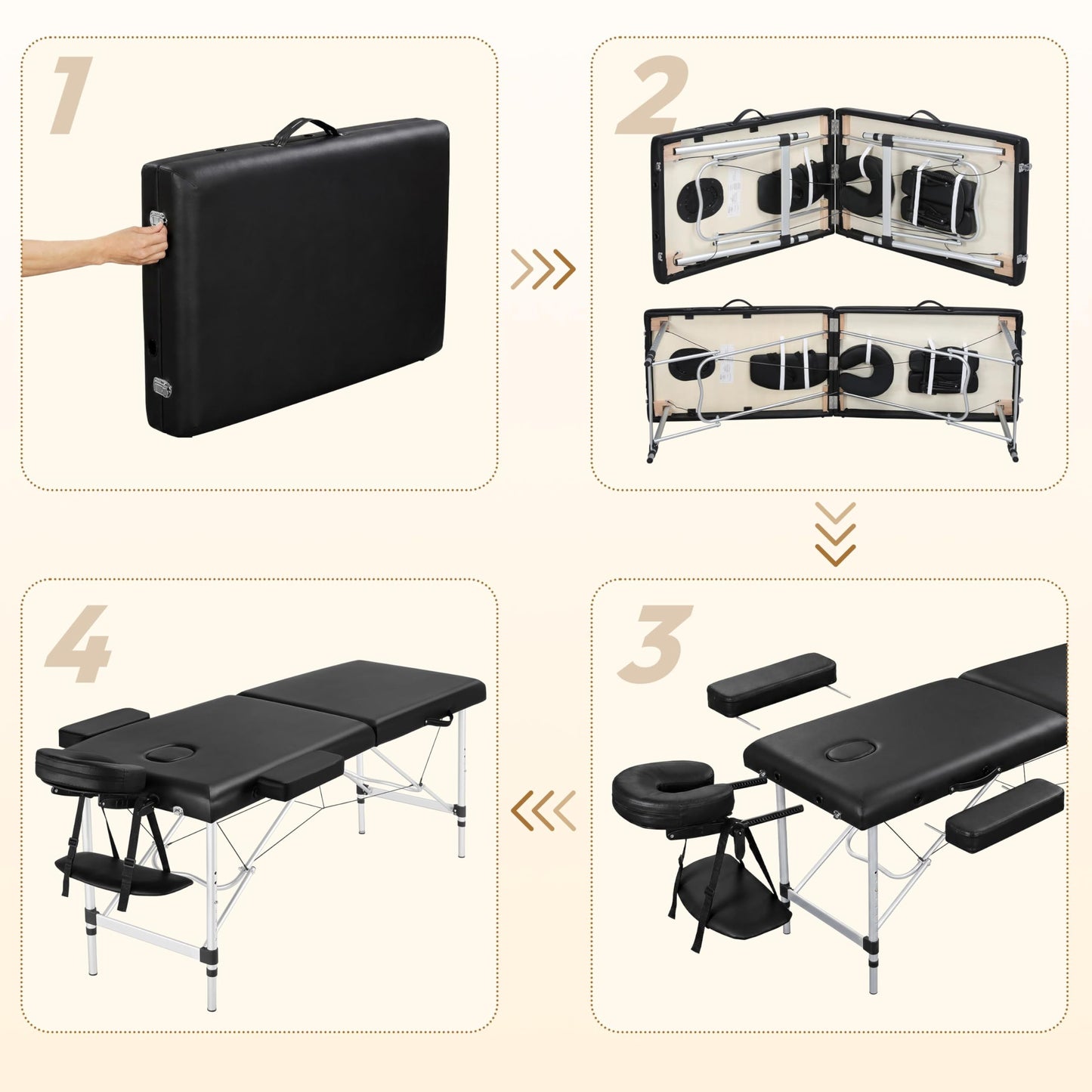 Yaheetech Massage Tables Portable Massage Bed Aluminium Height Adjustable Facial Salon Tattoo Bed with Non-Woven Bag, 22 inch Width Black