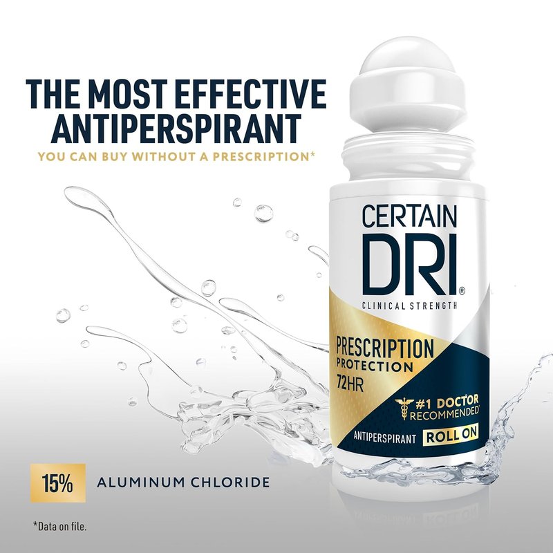 Certain Dri Clinical Antiperspirant Roll-On | 72-Hour Sweat & Odor Protection, Fragrance-Free - 1.2 fl oz