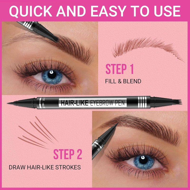 iMethod Eyebrow Pen - 2-in-1 Precision Eyebrow Pencil with Fork-Tip & Brush-Tip | Reddish Brown